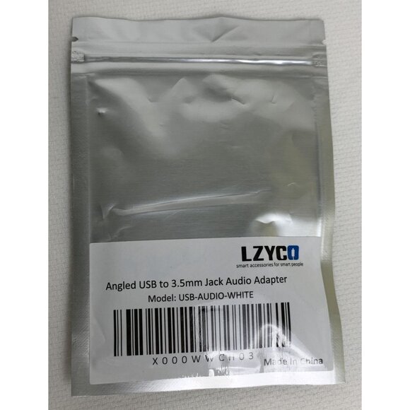 Angled USB To 3.5mm Jack Audio Adapter By LZYCO White Tech Connect Compact NEW - Picture 3 of 4